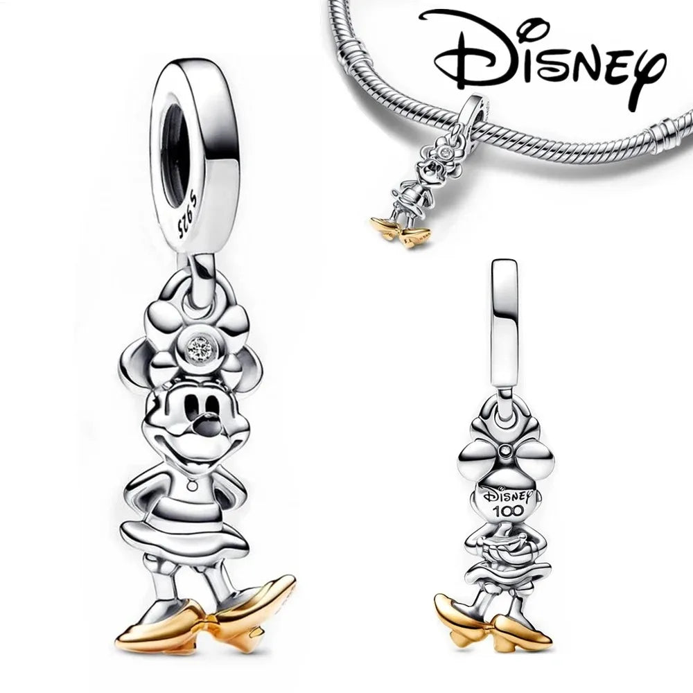 Disney Stitch Minnie Mouse Dangle Charms for Pandora Bracelets Silver Jewelry Making