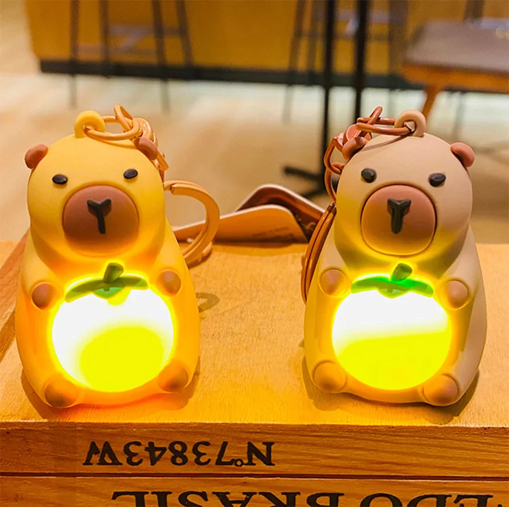 Kawaii Capybara Luminous Keychain Mini Doll Warm Light Toy