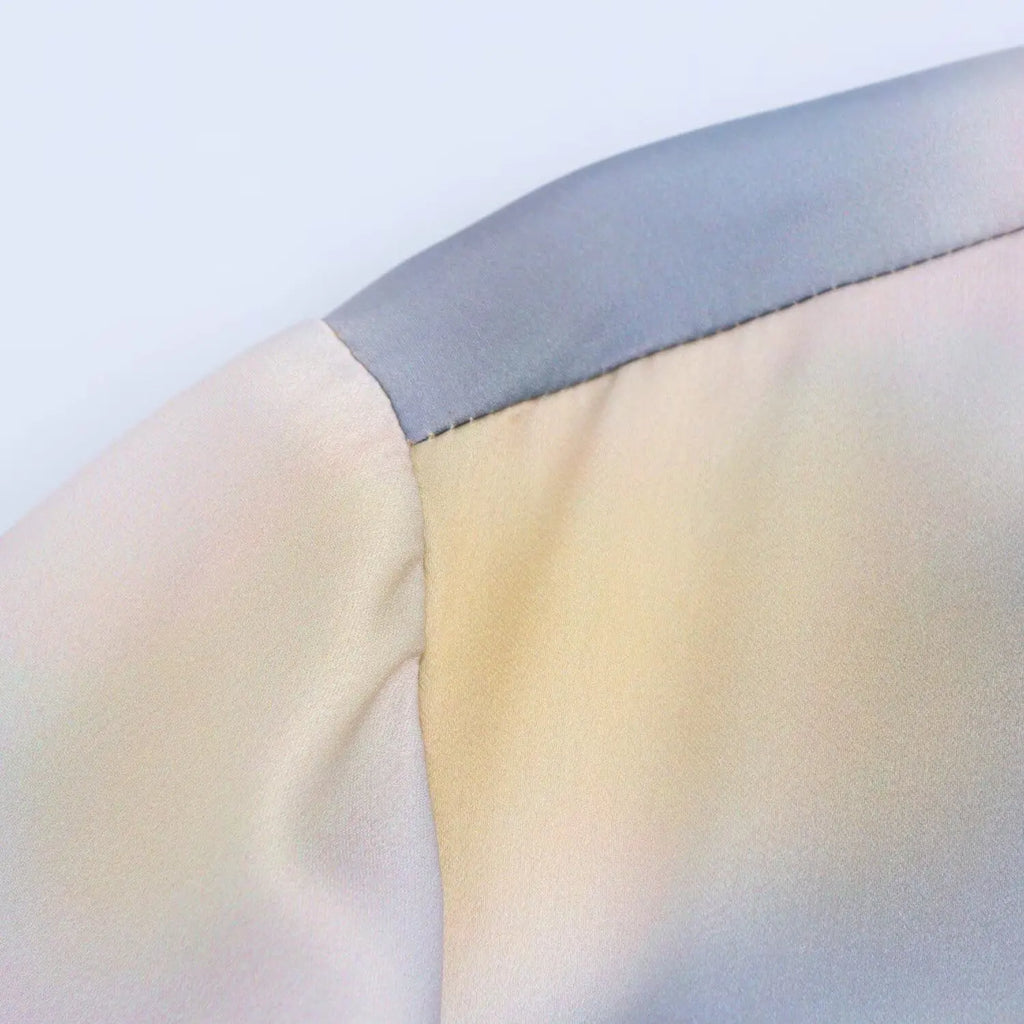 Women's Tie Dye Texture Vertical Collar Shirt with High Waist Slimming Skirt Set Spring Casual Chic Elegant Outfit