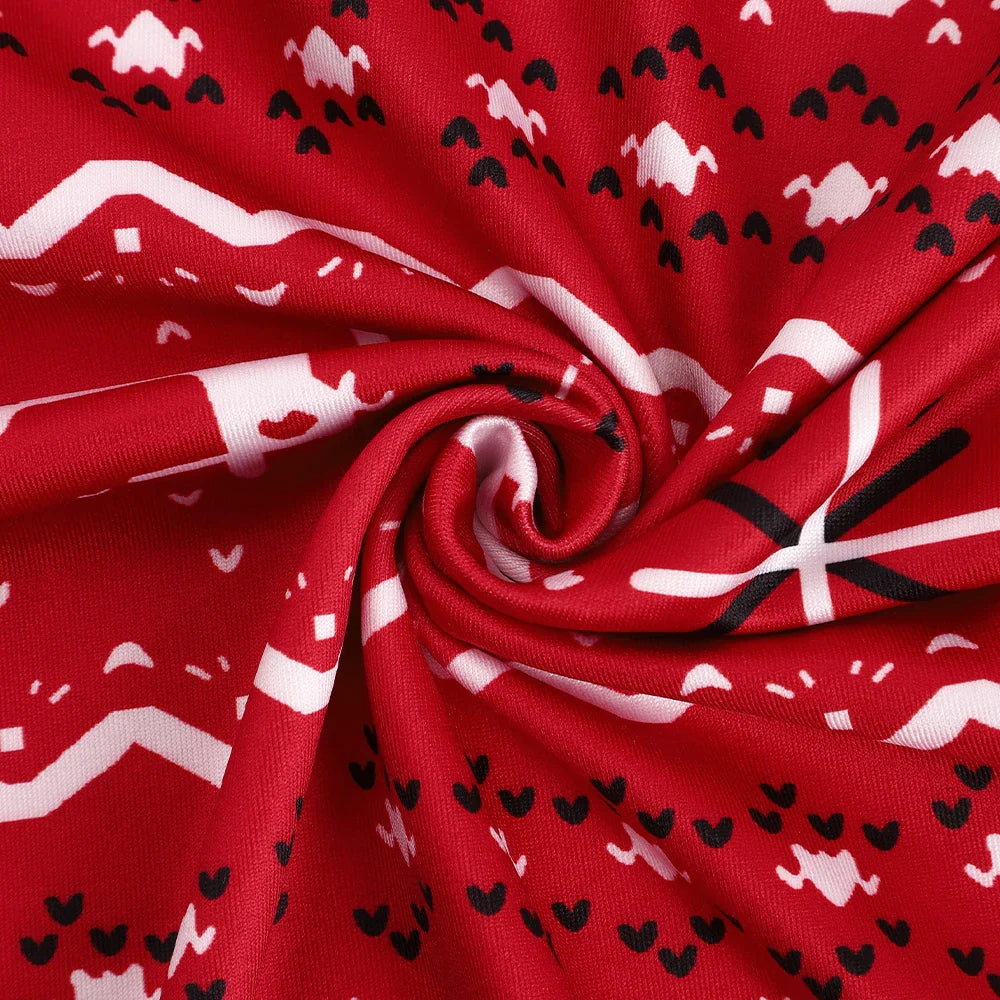 Elegant Red Snowflake Bodycon Christmas Dress For Women