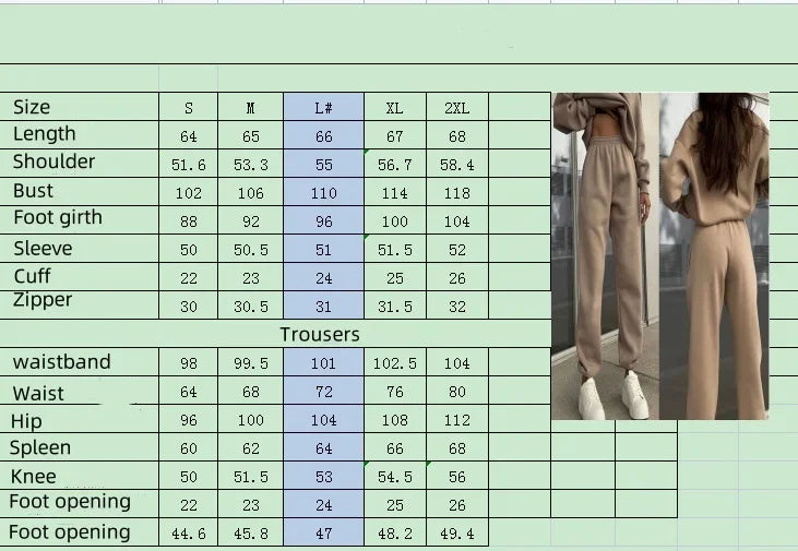 Casual Fleece Two Piece Tracksuit Set for Women with Long Sleeve Hoodie and Trousers