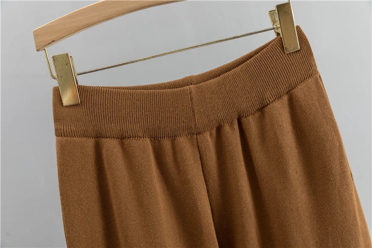 Loose Knitted Two Piece Women Casual Loungewear Sweater and Pants Set Winter Tracksuit