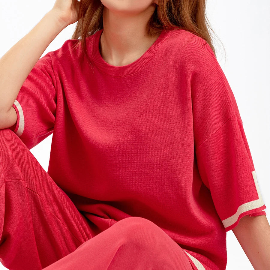 Casual Elegant Women's 2-Piece Sportswear Set with O-Neck Hoodie and Wide Leg Pants for Autumn and Winter