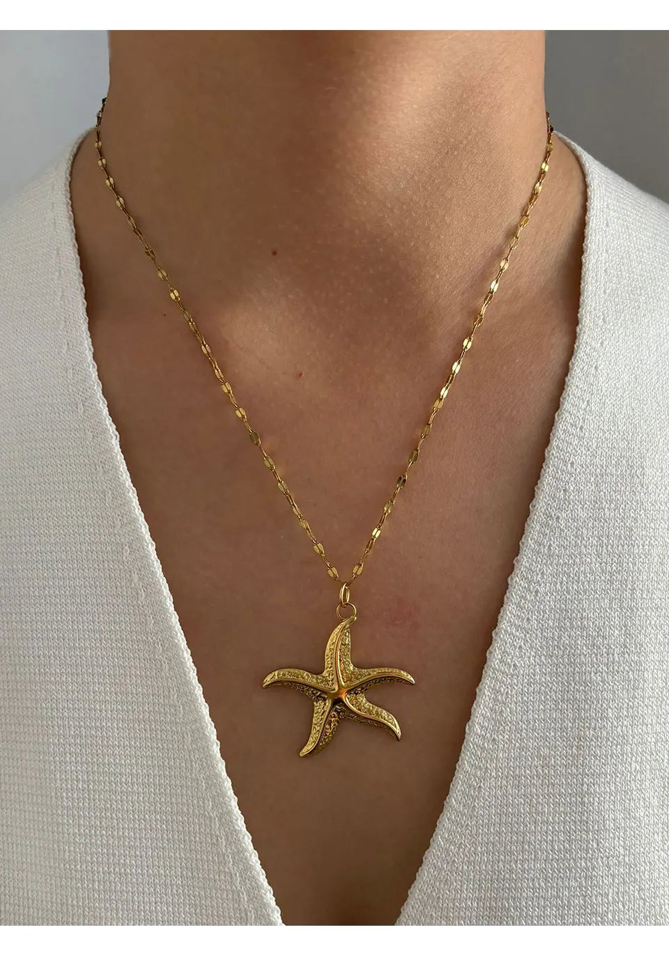 Elegant White Enamel Turtle Conch Starfish Pendant Necklace 18K Gold Plated Jewelry for Women