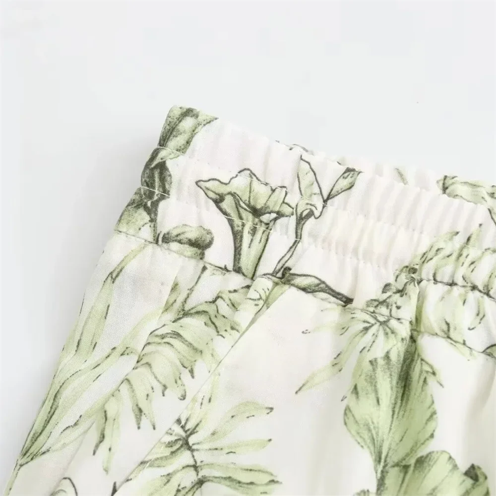 Casual Loose Printed Shirt and Wide Leg Pants Set for Women