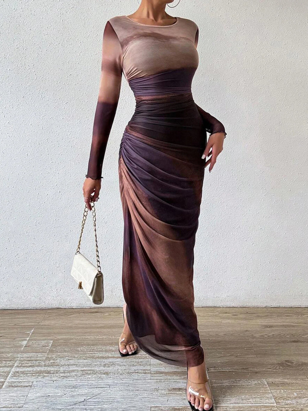 Boho Retro National Style Gauze Dress With Exotic Print