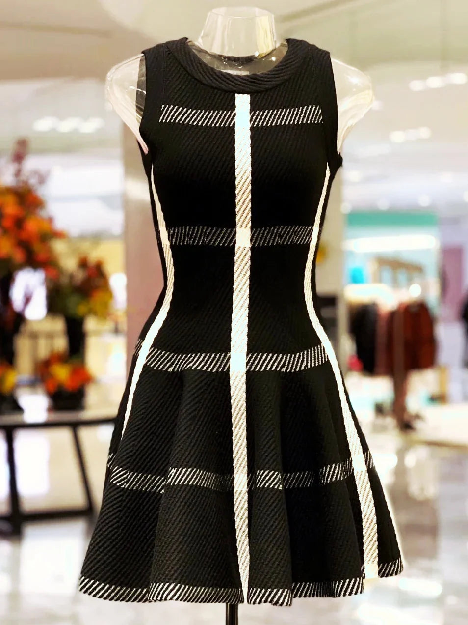 Elegant Black Knit Dress For Women Sleeveless Party Dress