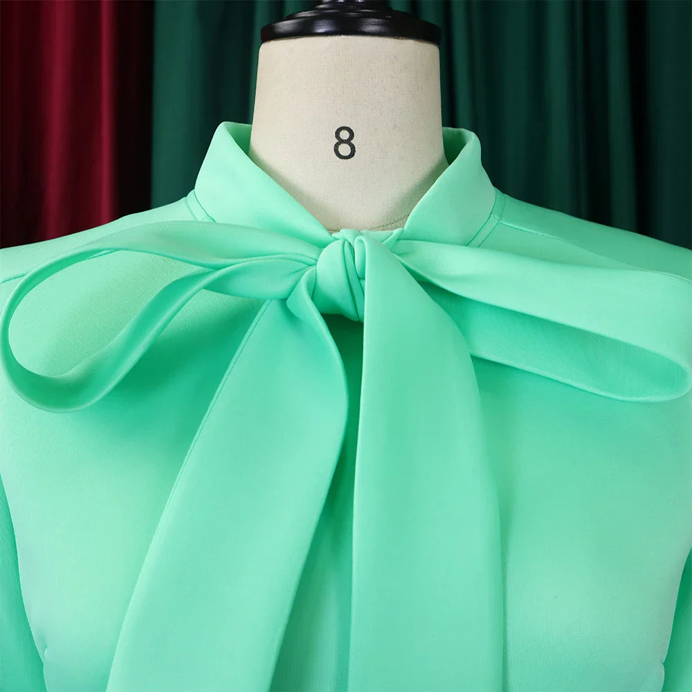 Elegant A Line Midi Dress With Bow Collar For Party