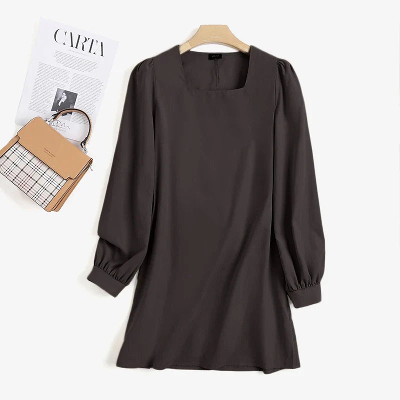 Women Square Collar Mini Dress Summer Sundress Chic