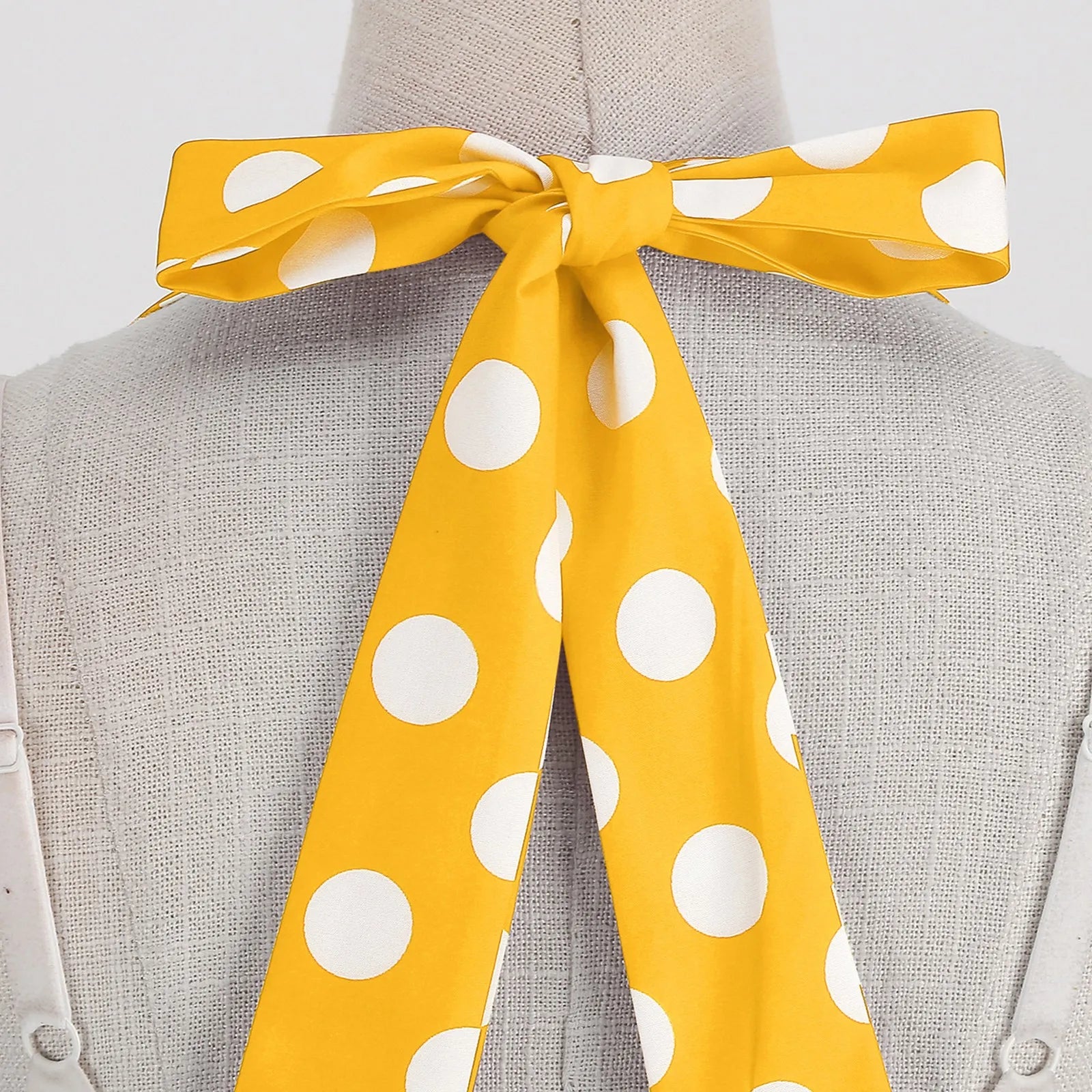 Retro Polka Dot Lace Up Backless Dress With Swing Puff