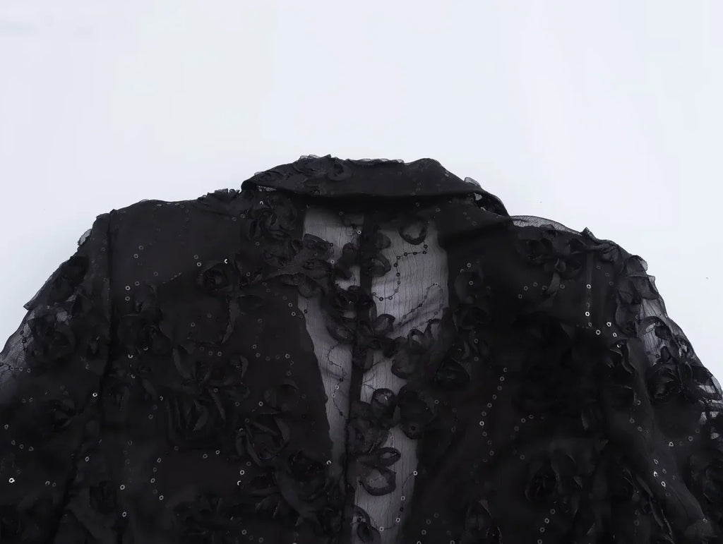 Sequin Two Piece Set For Women With Blazer Coat Elegant