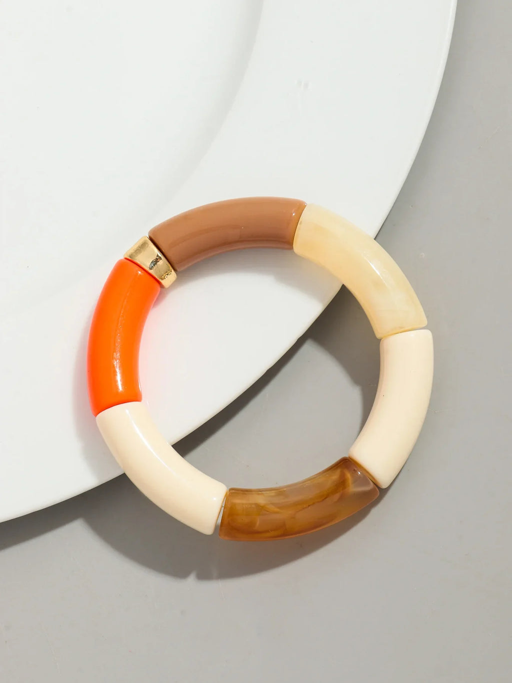 Boho Chunky Bamboo Stackable Bracelet for Women with Colorful Tube Beads and Elastic Design