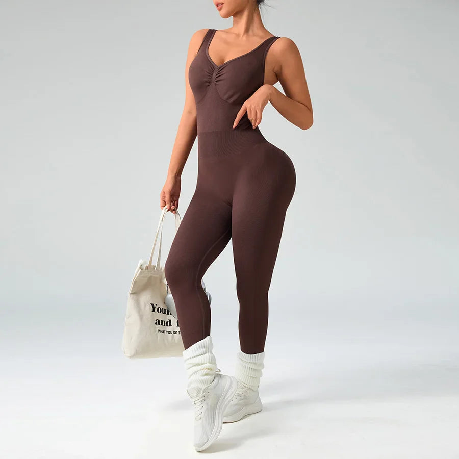 Seamless One-Piece Jumpsuit for Women Tummy Control Gym Wear Butt-Lifting Yoga Fitness Overalls Sport Pants Activewear Leggings