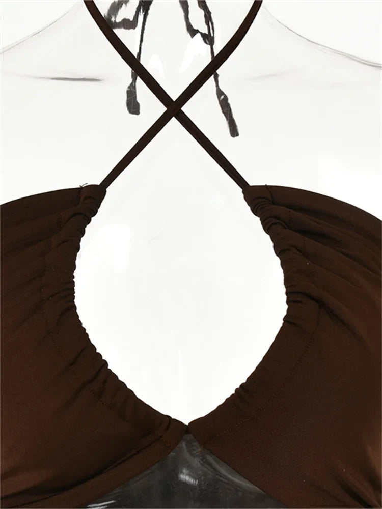 Backless Party Dress Hollow Out Drawstring High Split Style