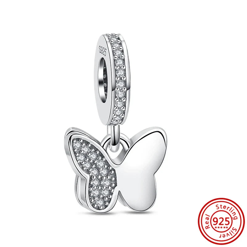 Fit Pantaro Peacock Cake Teeth Butterfly Crown S925 Silver Charms Beads Fine Jewelry for Women Gift