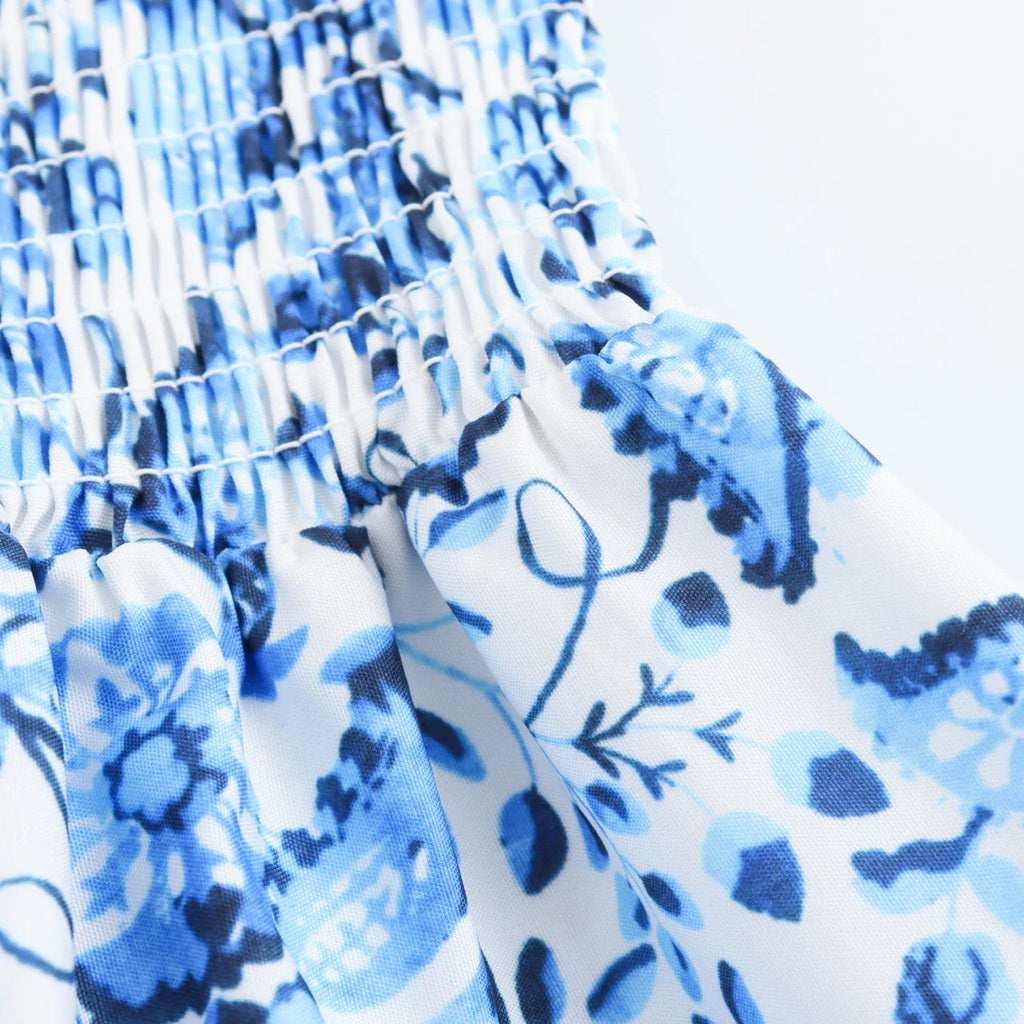 Off Shoulder Floral Print Long Vest Dress For Women