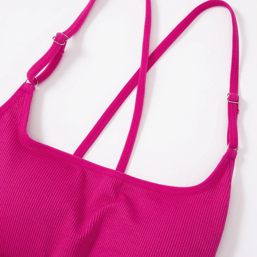 Solid Body-Shaping Sleeveless Skinny Jumpsuit Women Casual Square Collar One Piece Romper Sporty Bodysuit