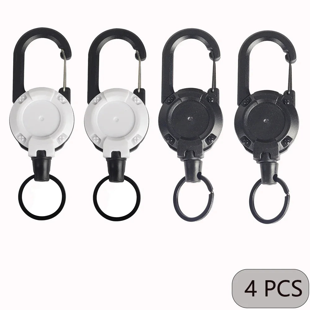 Extendable Retractable Keychain Badge Reels with Heavy Duty Clip and Carabiner for Outdoor Use