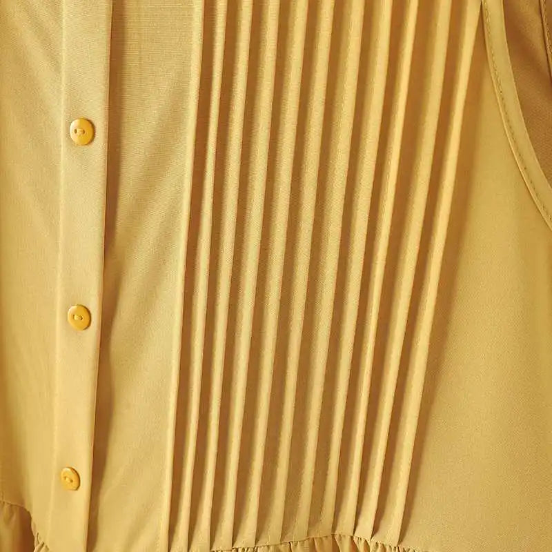 Sleeveless Pleated Long Sundress For Summer Beach Casual