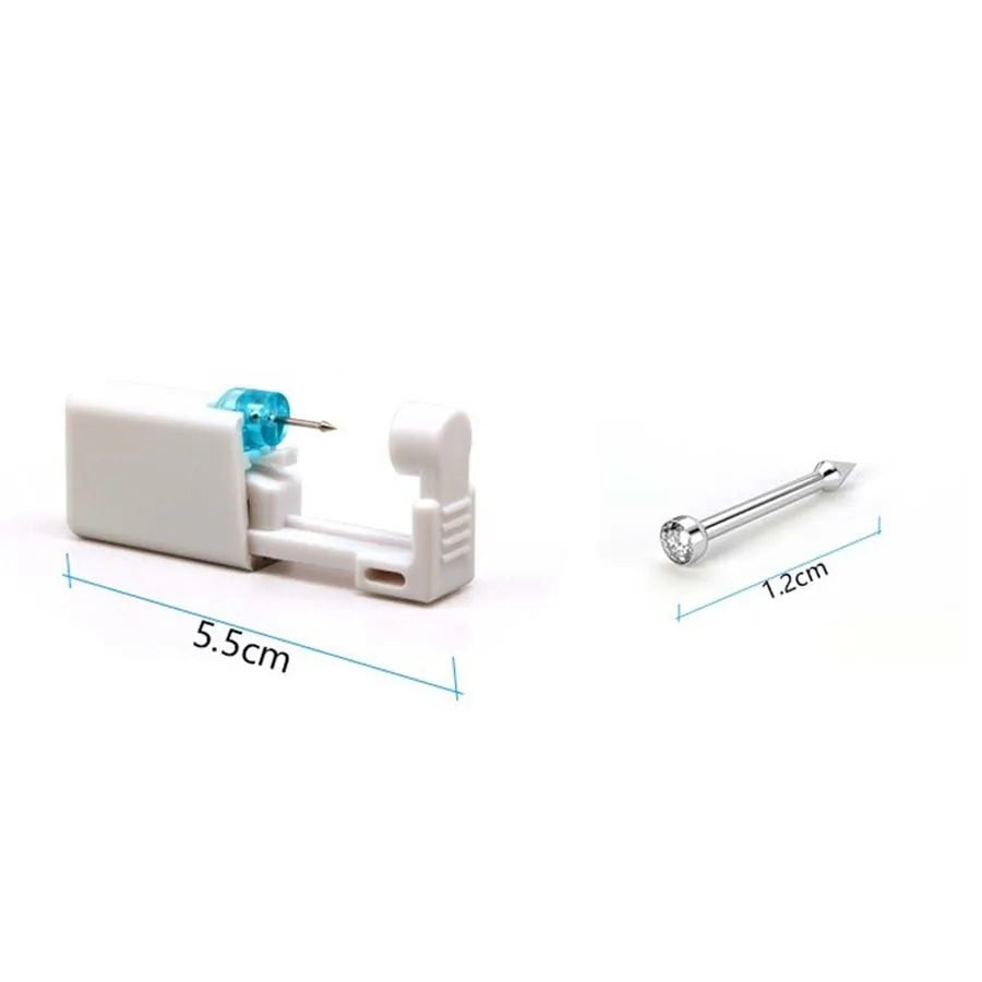 Disposable Nose Piercing Gun Kit with Built-In Crystal Nose Stud for Easy Piercing