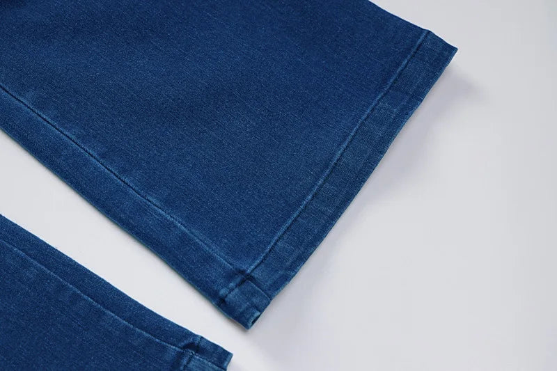 Elegant Denim Jumpsuit for Women V-Neck Zipper Sleeveless Bell Bottom Stylish Summer Party Outfit