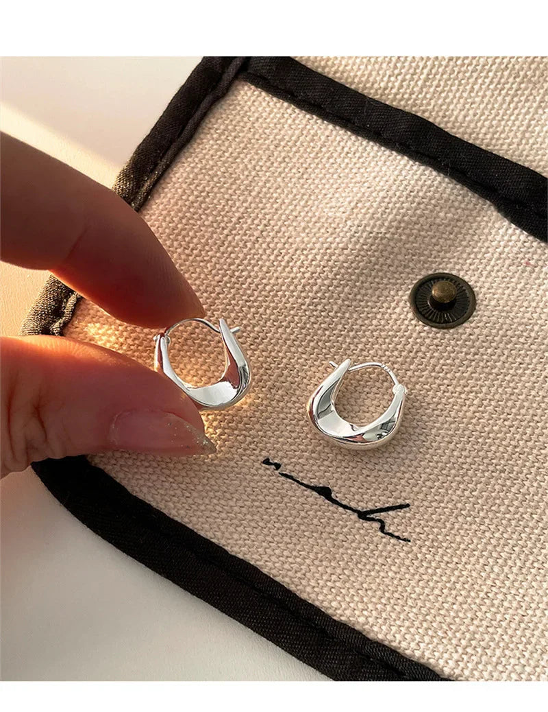 925 Sterling Silver Hoop Earrings for Women Versatile Fashion Jewelry Accessories