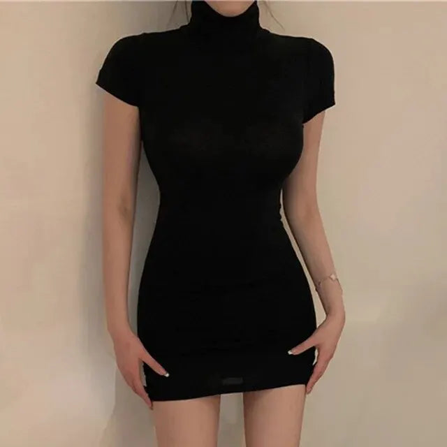 Bodycon Dress For Women High Neck Thigh Length Date Night