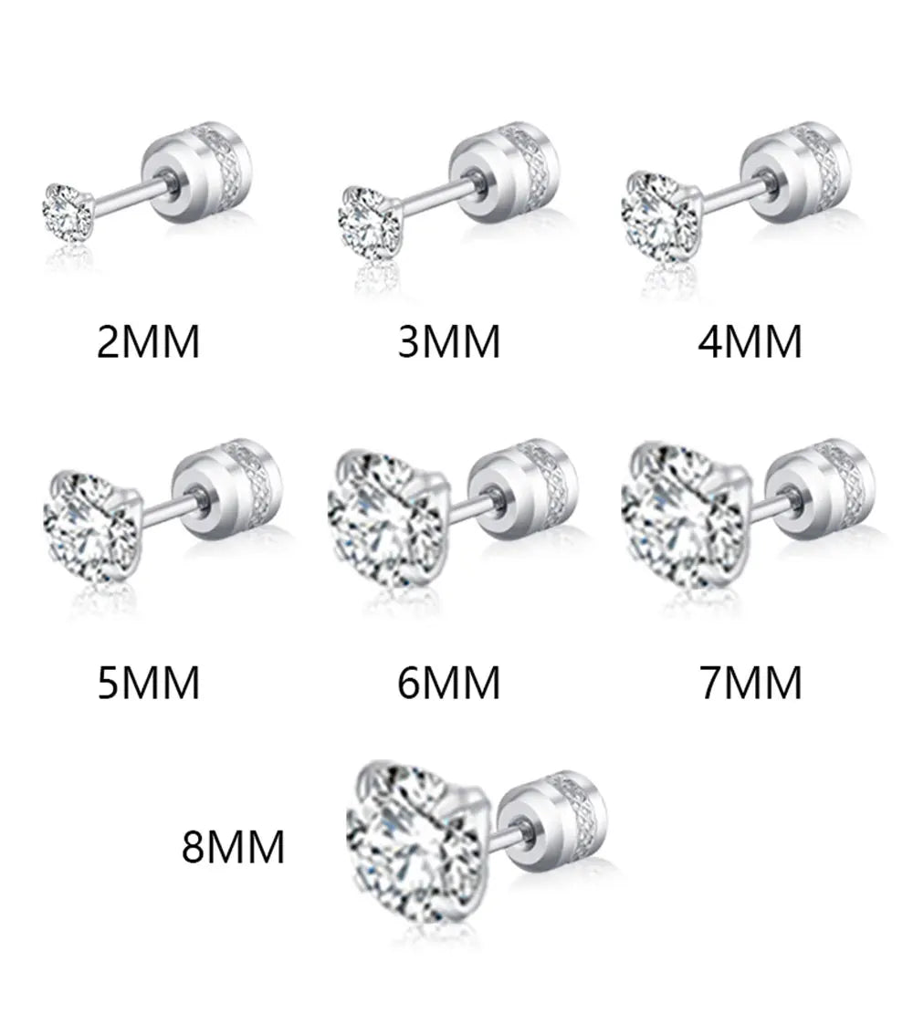 Stainless Steel Crystal Stud Earrings for Men and Women Durable Non-Fading Jewelry