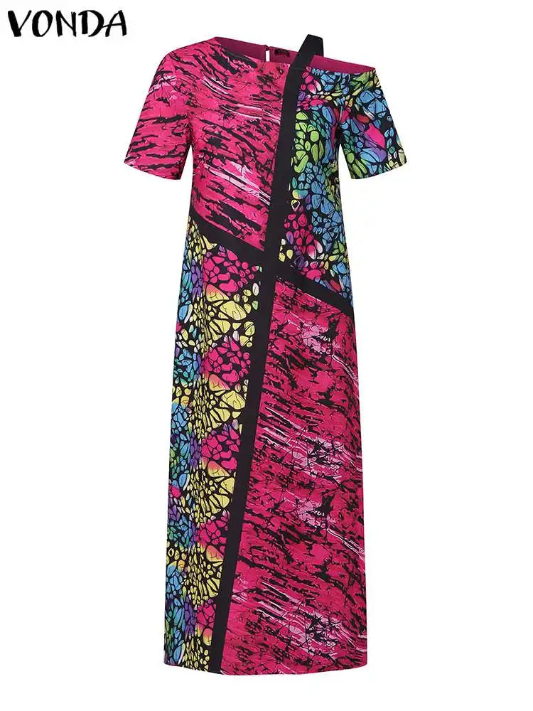 Off Shoulder Summer Sundress Bohemian Printed Maxi Dress