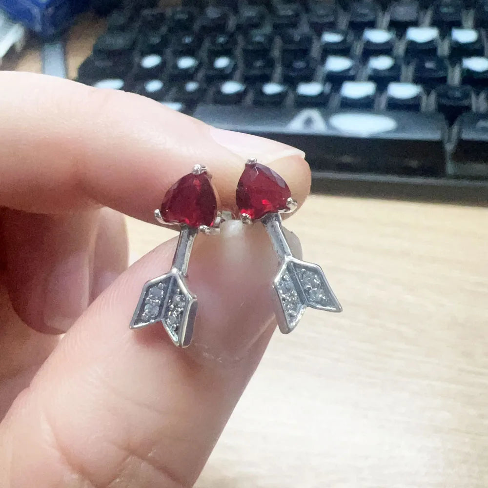 Valentine's Day Red Apple Dangle Charm Bead in 925 Sterling Silver for Women's Heart Bracelet Jewelry