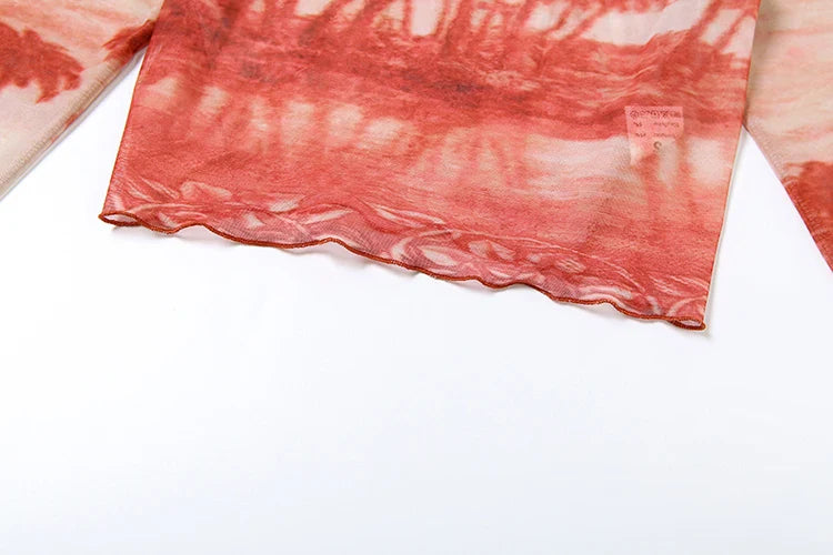 See Through Women 2 Piece Set Sexy Print Crop Top and Leggings Matching Summer Outfit