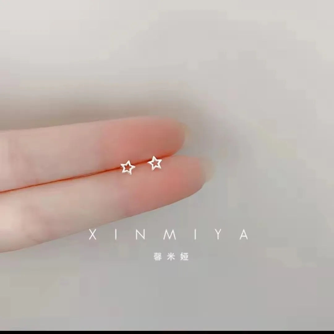 925 Silver Mini Star Heart Butterfly Stud Earrings for Women Hypoallergenic Daily Wear