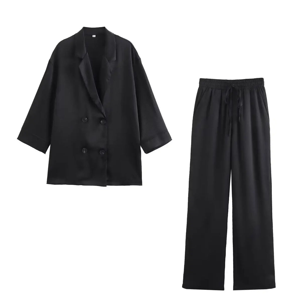Satin Pajama Set For Women Two Piece Blazer And Trousers