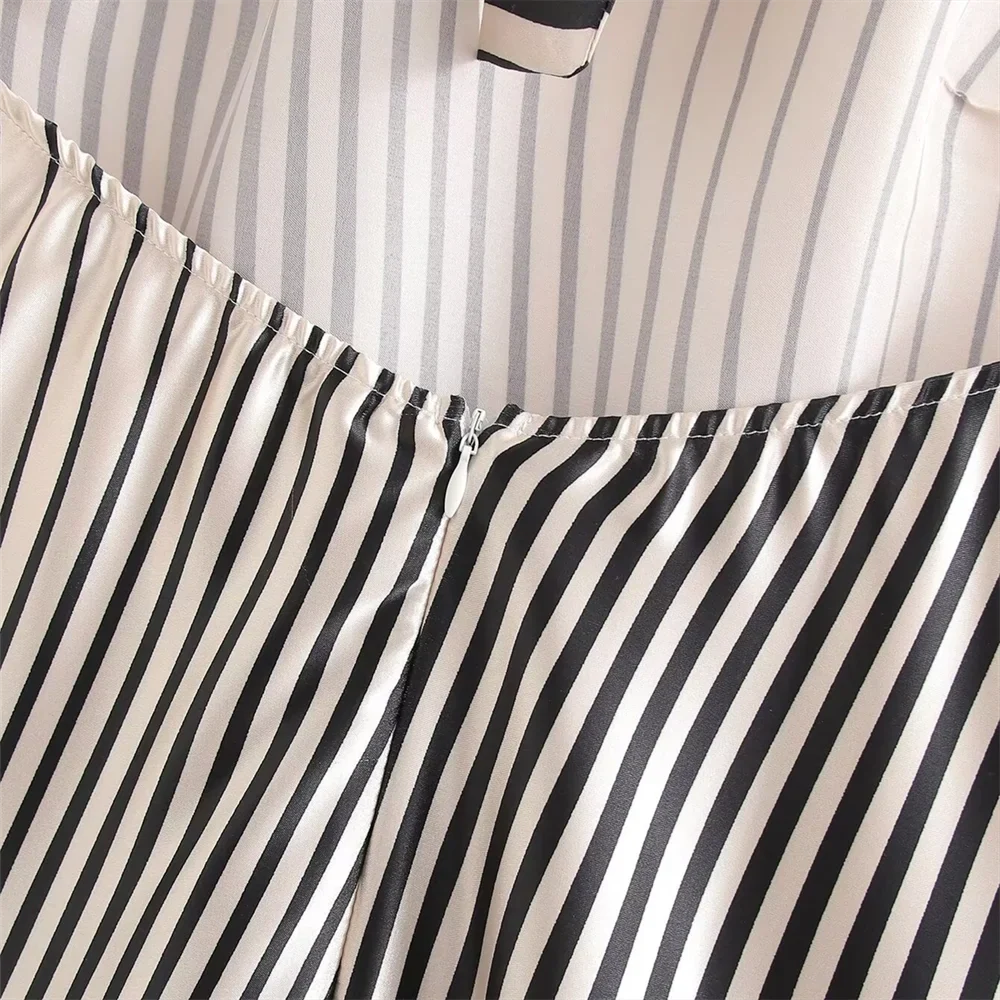 Women Gradient Stripe Dress Hanging Neck Slim Fit Summer