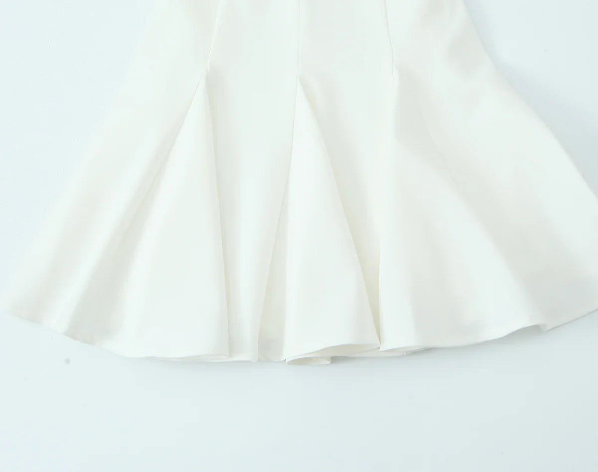 Sexy Bow Pleated Sleeveless Mini Dress For Summer Women