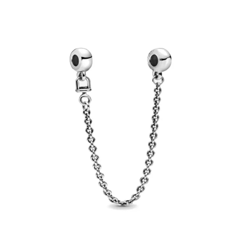 DIY Love Heart Family Safety Chain Bracelet with 925 Silver Star Clip Bead and Flower Charm Gift