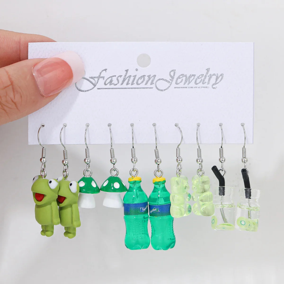 Cute Cartoon Food Fruit Drink Earrings Set for Women Fun Resin Jewelry Gift