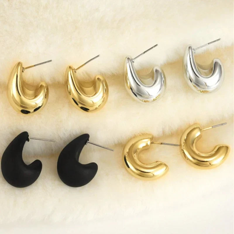 Vintage Thick Acrylic Water Drop Stud Earrings Set for Women Elegant Tear Drop Jewelry