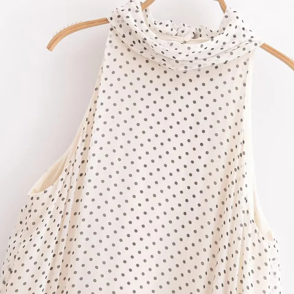 Polka Dot Halter Neck Midi Dress For Women Casual Chic