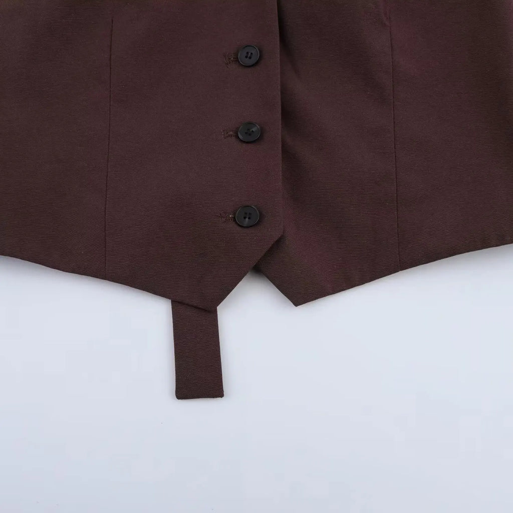 Women's Spring Pants Set with Back Opening Design Tank Top and Loose Fold Pants