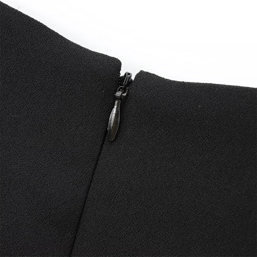 Elegant Wave Hem Swing Dress For Women Round Neck Casual