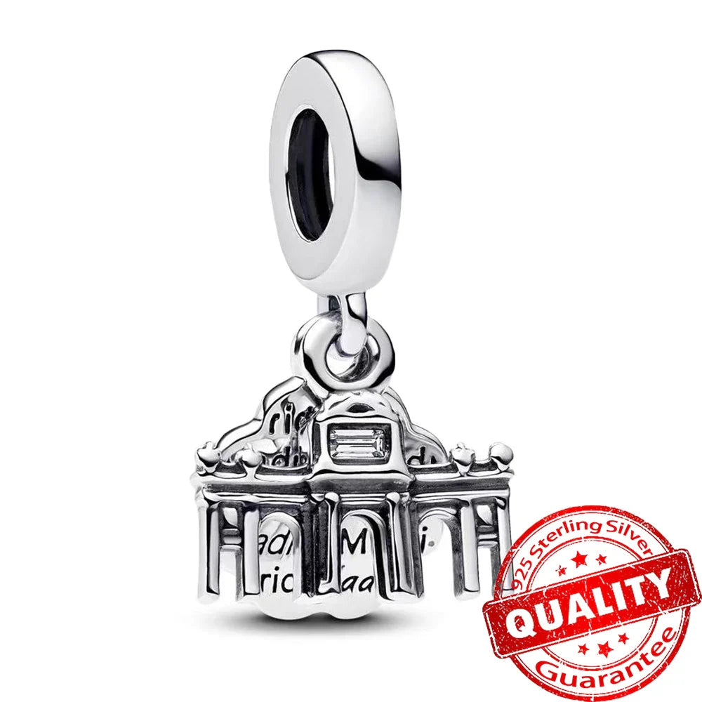 925 Sterling Silver Coral Seahorse and Lotus Fish Pendant for DIY Bracelet and Necklace Crafting