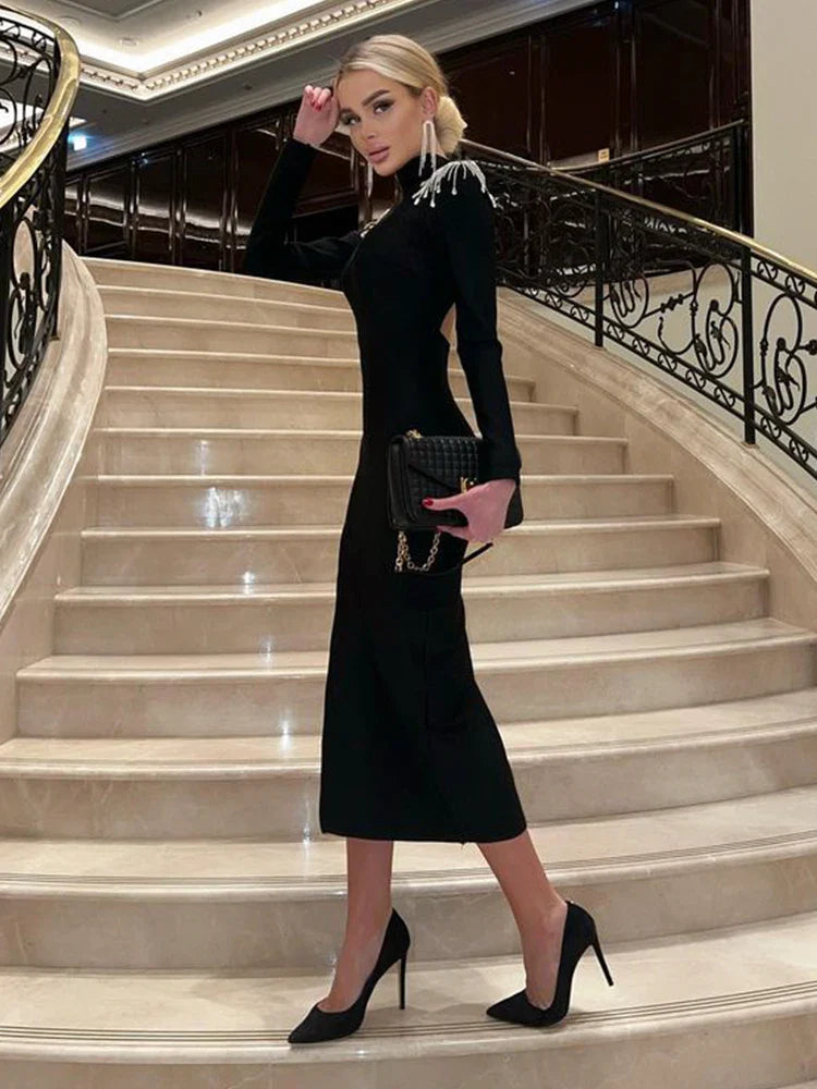 Backless Maxi Dress For Women Hollow Out Slim Bodycon