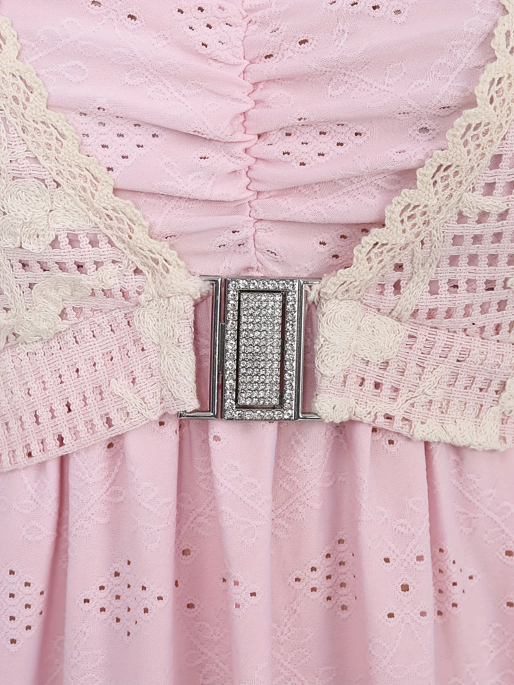 Lace Trimmed Suspender Dress With Elegant Flounce Details