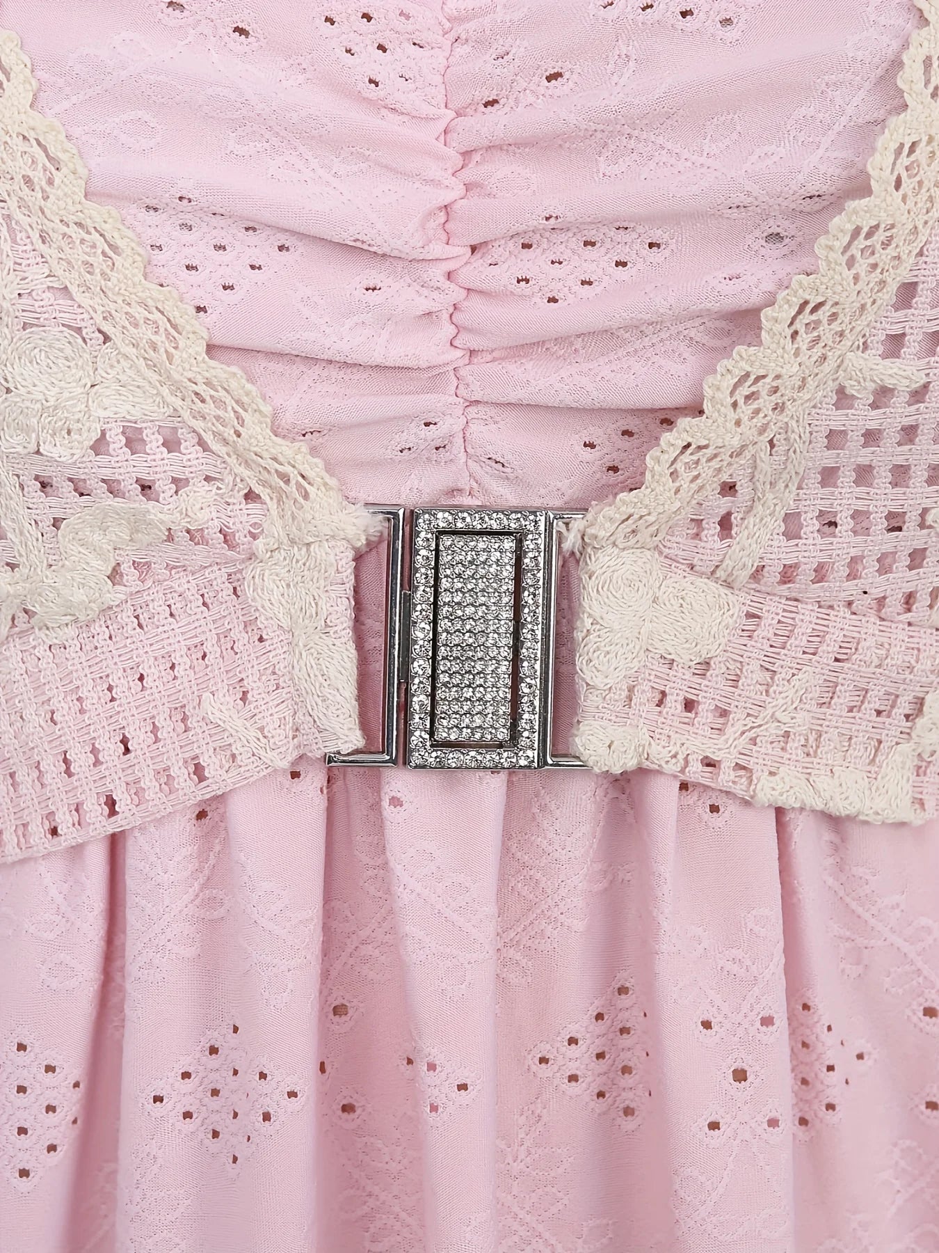 Lace Trimmed Suspender Dress With Elegant Flounce Details