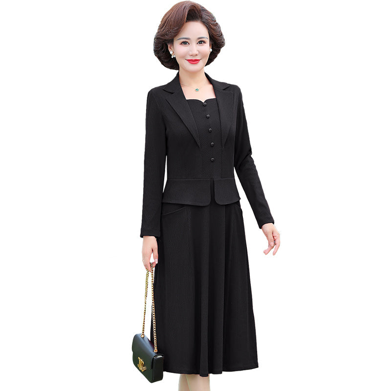 Autumn Women Aline Knee Length Office Dress With Collar