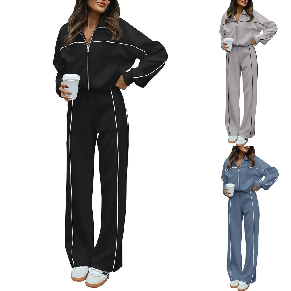 Women's Two Piece Jogger Sweatsuit Set with Long Sleeve Sweatshirt and Jogger Pants