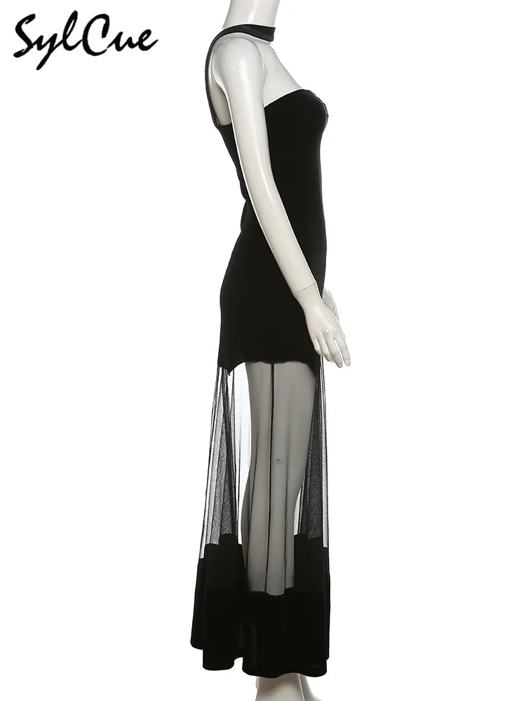 Black Halter Tulle Dress For Party Evening Wear Gown