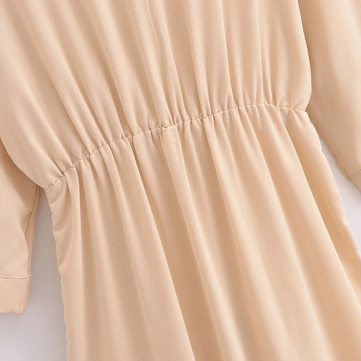 Women Elegant Solid Waist Draped V Neck Evening Dress