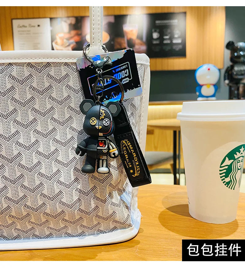 Cute Cartoon Mechanical Bear Keychain Pendant for Bags and Accessories